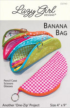 Load image into Gallery viewer, PATTERN: BANANA BAG by Lazy Girl Designs - #LGD143 - Pen/Pencil Case - Glasses - Scissors - Cosmetics Bag - Wedding Party Gift - First Aid