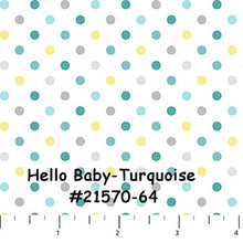 Load image into Gallery viewer, SALE -HELLO BABY - 1/2 Yard - #9000-10 - Solid White Flannel - Baby Flannel by Northcott - Juvenile - Baby - Mommy and Me -Blue-Green- Gray