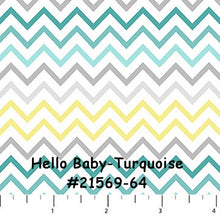 Load image into Gallery viewer, SALE - Hello Baby FLANNEL - *** 27" Piece *** - #F21567-64 - Onesies - Northcott - Turquoise - Juvenile - Baby - Mommy and Me - Blue