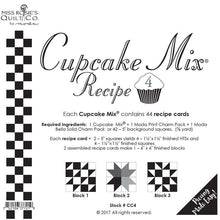 Load image into Gallery viewer, PATTERN: CupCake Mix Recipe #3 - CC3 - Charm Pack Recipe Cards - Miss Rosie - Foundation Piecing - Paper Piecing - Half Square Triangles