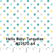 Load image into Gallery viewer, SALE - Hello Baby FLANNEL - *** 27" Piece *** - #F21567-64 - Onesies - Northcott - Turquoise - Juvenile - Baby - Mommy and Me - Blue