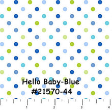 Load image into Gallery viewer, SALE - Hello Baby FLANNEL - One Yard - #F21572-44 - White Dots on Green - Northcott - Blue - Juvenile - Baby - Mommy and Me - Green