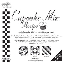 Load image into Gallery viewer, PATTERN: CupCake Mix Recipe #3 - CC3 - Charm Pack Recipe Cards - Miss Rosie - Foundation Piecing - Paper Piecing - Half Square Triangles