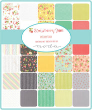 Load image into Gallery viewer, STRAWBERRY JAM - Honey Bun - by Corey Yoder for Moda - 29060 - Yellow - Pink - Green - Gray - Blue - Floral - Stripe-Kona White-Bella Solids