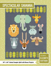 Load image into Gallery viewer, PATTERN: Spectacular Savanna - Elizabeth Hartman - EH 048 - African Animals-Lion-Zebra- Hippo-Gazelle-Elephant-Kangaroo -Wildebeest-Rhino