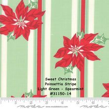 Load image into Gallery viewer, SWEET CHRISTMAS - by Urban Chiks - #31150-14 - Poinsettia Stripe - Light Green - Spearmint - One Half Yard - Moda -Quilt Kit-Backing-Vintage