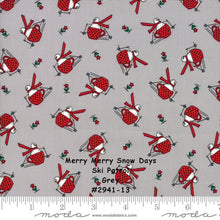 Load image into Gallery viewer, MERRY MERRY SNOW Days - #2941-13 - Ski Patrol - Grey - 1/2 Yard - Bunny Hill Designs for Moda - Christmas - Holiday - Winter -Snowmen - Red