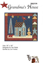 Load image into Gallery viewer, PATTERN: Grandma's House - by Jan Patek - JPQ2228 - House - Trees - Stars - Bird - Dog - Little Person - Applique - Patchwork -Wall Hanging