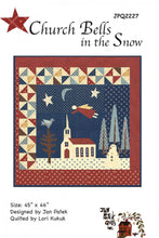 Load image into Gallery viewer, PATTERN: Church Bells in the Snow - by Jan Patek - JPQ2227 - Church - Angel - Snowman - Stars - Trees - Moon - Applique - Patchwork