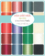 Load image into Gallery viewer, OMBRE CONFETTI METALLIC - Honey - #10807-219M - One Half Yard - by V and Co. for Moda - Modern - Golden Yellow and Gold Metallic