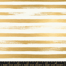 Load image into Gallery viewer, Ruby Star Society - ZIP METALLIC - Gold - RS1005-24M - One Half Yard - Moda - Gold Stripe on White - Rashida Coleman Hale - Brushed