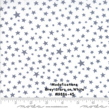 Load image into Gallery viewer, MODAFICATIONS - #9886-45 - Grey Stars on White by Howard Marcus for Moda - Modern - Grey - White - Stars - Modern- Great for Mask Making