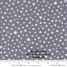 Load image into Gallery viewer, MODAFICATIONS - #9886-35 - White Stars on Grey by Howard Marcus for Moda - Modern - Grey - White - Stars - Modern- Great for Mask Making