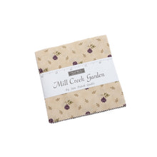 Load image into Gallery viewer, MILL CREEK GARDEN - Mini Charm Pack - 2240 - 2.5" Squares - Jan Patek Quilts - Moda - Ivory - Green - Purple - Violets - Classic Colors
