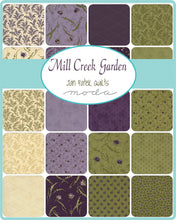 Load image into Gallery viewer, MILL CREEK GARDEN - Layer Cake - 2240 - 10" Squares - Jan Patek Quilts - Moda - Ivory - Green - Purple - Violets - Log Cabin-Classic Colors