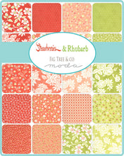 Load image into Gallery viewer, STRAWBERRIES & RHUBARB - MINI Charm Pack - 20400 - by Fig Tree - Red - Green - Pink - Coral - Floral Print
