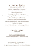 Load image into Gallery viewer, PATTERN: AUTUMN SPICE - New 2021 Pattern-by The Pattern Basket -TPB2103-Pumpkin Wreath-Fall-Autumn-Throw-Lap Quilt-Square-Fat Eight Friendly