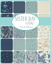 Load image into Gallery viewer, Sister Bay - CHARM PACK - #44270 - by 3 Sisters for Moda - Blues - Grays - Low Volume - Paisley Prints - Floral Prints - Water - Nautical