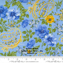 Load image into Gallery viewer, SUMMER BREEZE 2021 - Paisley/Large Floral - Sky/Lt. Blue - 33610-14 -One Half Yard- by Moda -Classic - Blue - Yellow -Floral-Paisley-Backing