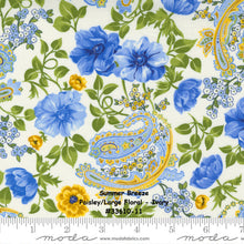 Load image into Gallery viewer, SUMMER BREEZE 2021 - Paisley/Large Floral -Ivory - 33610-11 -One Half Yard - by Moda - Classic - Blue - Yellow - Floral - Paisley - Backing
