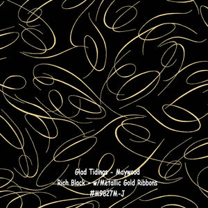 Glad Tidings - Maywood - Soft White Graceful Ribbons with Gold Metallic - #M9827M-SW - ONE HALF YARD