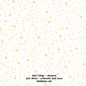 Glad Tidings - Maywood - Soft White Graceful Ribbons with Gold Metallic - #M9827M-SW - ONE HALF YARD