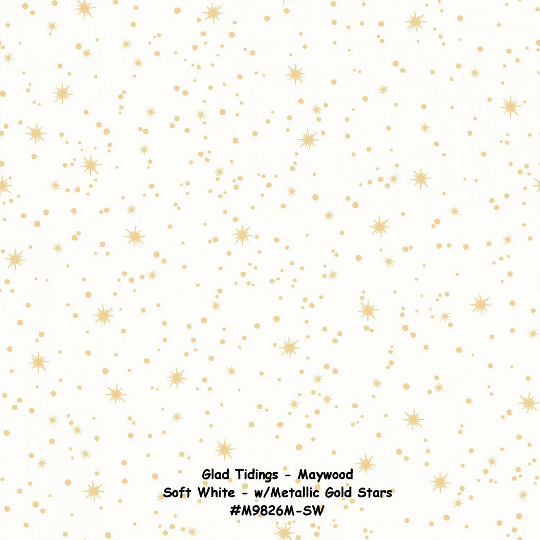 Glad Tidings - Maywood - Soft White Star Bright with Metallic Gold Stars - #M9826M-SW - ONE HALF YARD