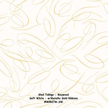 Load image into Gallery viewer, Glad Tidings - Maywood - Soft White Graceful Ribbons with Gold Metallic - #M9827M-SW - ONE HALF YARD
