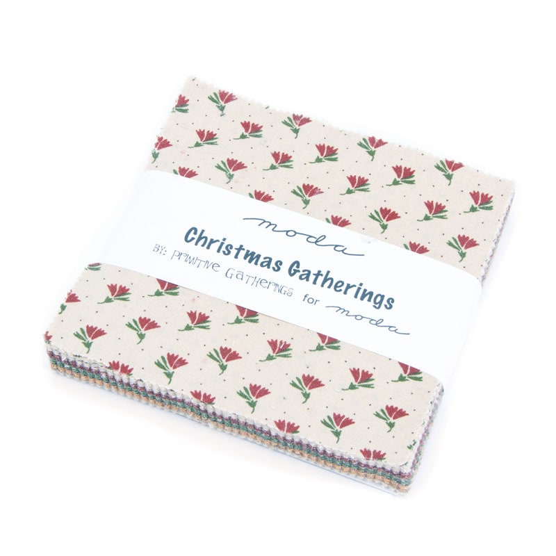 CHRISTMAS GATHERINGS - Charm Pack - by Primitive Gatherings for Moda  - 1170 - Reproduction - Classic - Reds - Greens - Cream - Cheddar