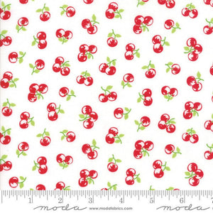 Yardage: The GOOD LIFE by Bonnie and Camille for Moda - Floral Orchard Natural - Cream RED - #55158-29 - One Half Yard - Metro - Cherries