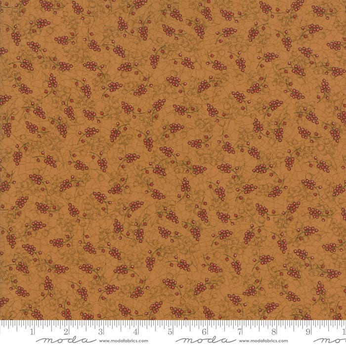 OAK GROVE LANE - 1/2 Yard - #7006-15 - Hay - Novelty Berry Branch Gold  - by Kathy Schmitz for Moda - Yardage - Reproduction - Neutral