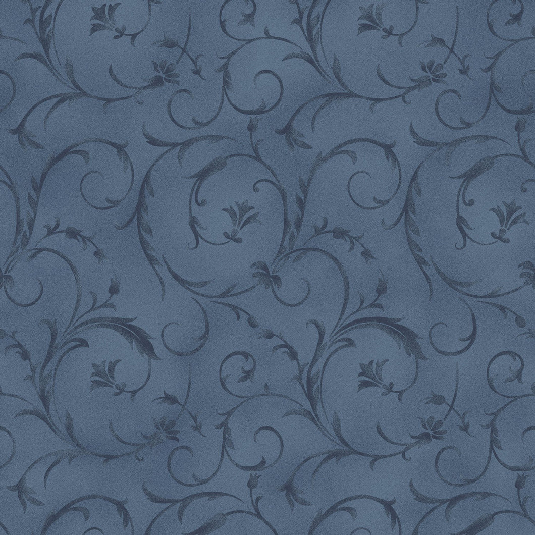 MAYWOOD - Beautiful Backing - #QB100M-N - Royal Blue with Navy Scrolls - Wide Backing 108