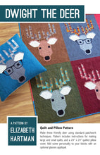 Load image into Gallery viewer, PATTERN:  Dwight the Deer - Elizabeth Hartman - EH 029 - Reindeer Quilt - Deer with Glasses - Modern - Animals - Wovens - Flannel - Pillow
