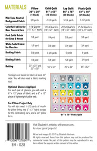 PATTERN:   Bjorn Bear - Elizabeth Hartman - EH 028 - Bear Quilt - Bear with Glasses - Modern - Animals - Flannel Quilt - Grunge - Pillow