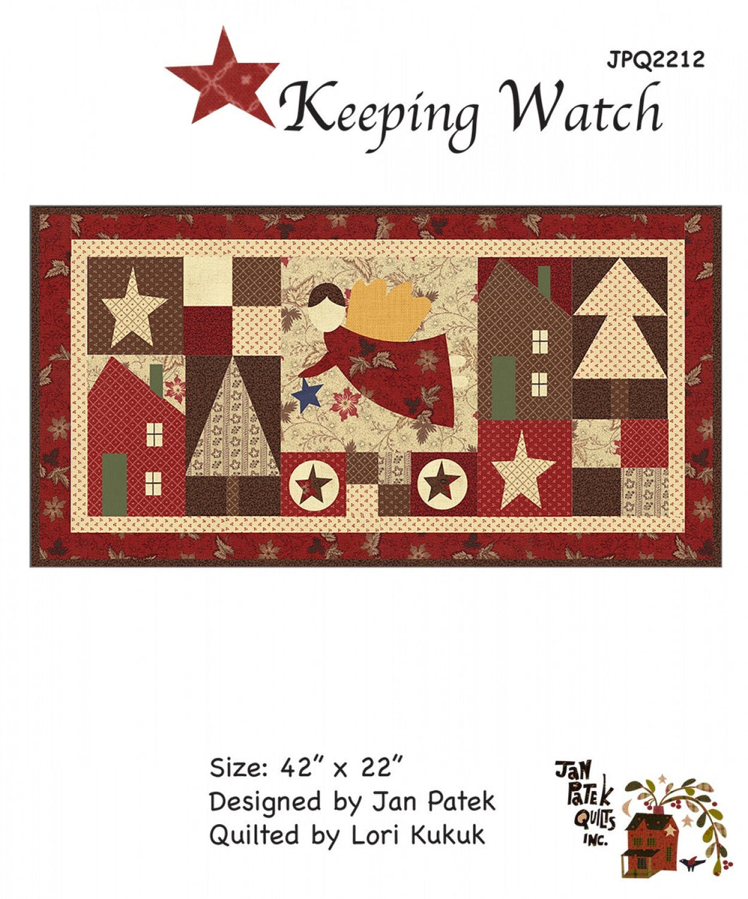 PATTERN:  Keeping Watch  - by Jan Patek - JPQ2212 - Angels - Christmas Tree - Stars - House - Christmas - Mini Quilt - Wall Hanging - Pillow