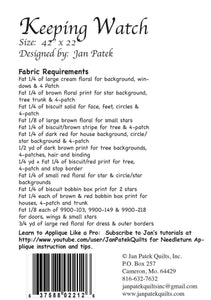 PATTERN:  Keeping Watch  - by Jan Patek - JPQ2212 - Angels - Christmas Tree - Stars - House - Christmas - Mini Quilt - Wall Hanging - Pillow