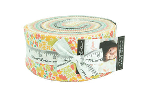 STRAWBERRY JAM - Honey Bun - by Corey Yoder for Moda - 29060 - Yellow - Pink - Green - Gray - Blue - Floral - Stripe-Kona White-Bella Solids