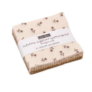 FLOWER GARDEN BG Gatherings - Mini Charm Pack - by Primitive Gatherings - 1241MC -Reproduction - Small Prints - Backgrounds - Shirtings -