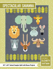 Load image into Gallery viewer, PATTERN:   Spectacular Savanna - Elizabeth Hartman - EH 048 - African Animals-Lion-Zebra- Hippo-Gazelle-Elephant-Kangaroo -Wildebeest-Rhino

