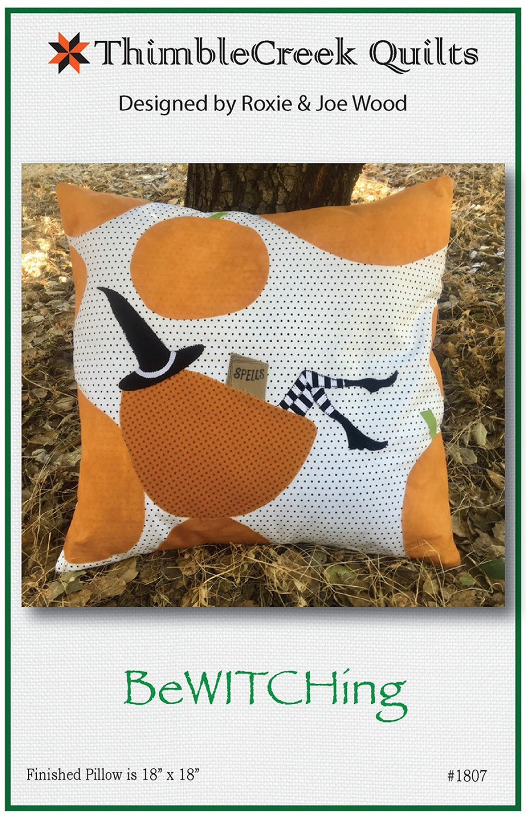 PATTERN:  BeWITCHing Pillow Pattern  - #1807 - by ThimbleCreek Quilts - Pumpkin - Witch - Halloween - Throw Pillow -  for 18