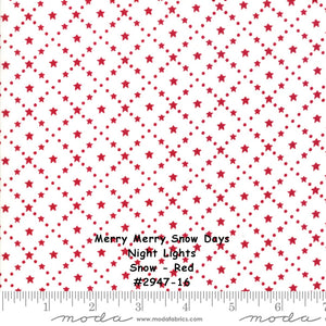 MERRY MERRY SNOW Days - #2947-16 - Night Lights - Snow - Red  - 1/2 Yard - Bunny Hill Designs for Moda-Christmas - Holiday - Snowmen