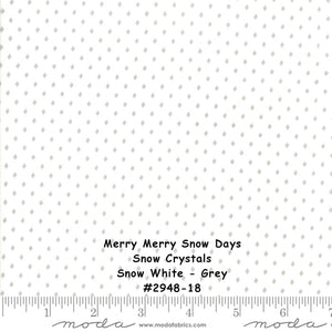 MERRY MERRY SNOW Days - #2948-18 - Snow Cyrstals - Snow (white) - Grey - 1/2 Yard - Bunny Hill Designs for Moda-Christmas - Holiday- Snowmen