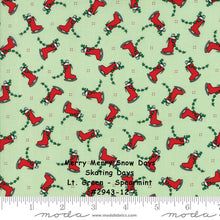Load image into Gallery viewer, MERRY MERRY SNOW Days - #2943-12 - Skating Days - Light Green - Spearmint -1/2 Yard - Bunny Hill Designs for Moda- Holiday - Winter -Snowmen
