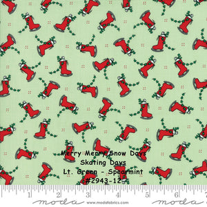 MERRY MERRY SNOW Days - #2943-12 - Skating Days - Light Green - Spearmint -1/2 Yard - Bunny Hill Designs for Moda- Holiday - Winter -Snowmen