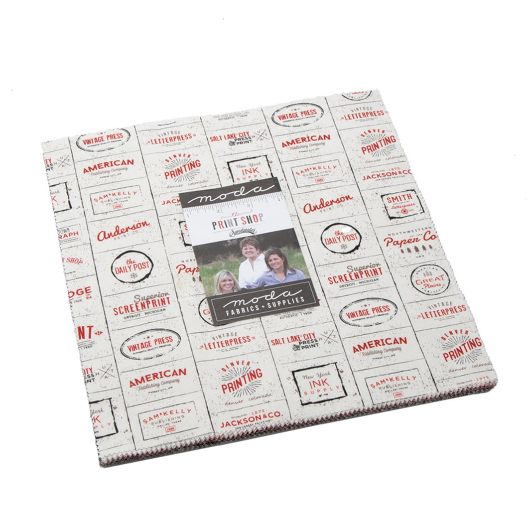 The PRINT SHOP - Layer Cake  - by Sweetwater for Moda - 5740JR - Classic - Prints - Reds -Black - White - Khaki - Man Quilt - House Quilt