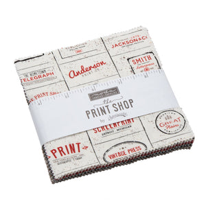 The PRINT SHOP - Layer Cake  - by Sweetwater for Moda - 5740JR - Classic - Prints - Reds -Black - White - Khaki - Man Quilt - House Quilt