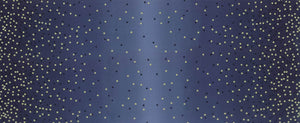 OMBRE CONFETTI METALLIC - Indigo - #10807-225M - One Half Yard -  by V and Co. for Moda - Modern - Dark Blue and Gold Metallic - New Colors