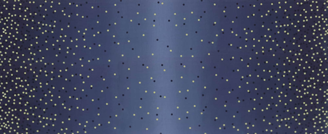 OMBRE CONFETTI METALLIC - Indigo - #10807-225M - One Half Yard -  by V and Co. for Moda - Modern - Dark Blue and Gold Metallic - New Colors