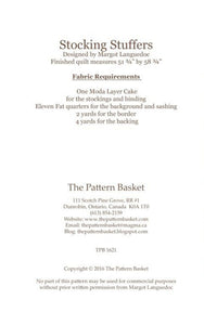 PATTERN:   STOCKING STUFFERS  - The Pattern Basket - TPB1621 - Layer Cake Friendly - Christmas - Stockings - Square Shape - Throw Quilt