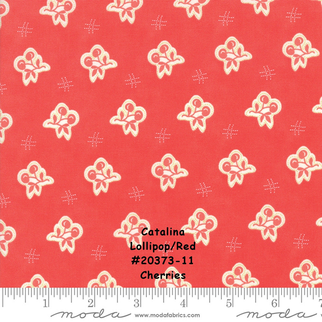 CATALINA - #20373-11 - Red - Lollipop- Cherries - by Fig Tree for Moda - One Half Yard - Catalina Quilt Kit - Backing Set - Cherries/Cream